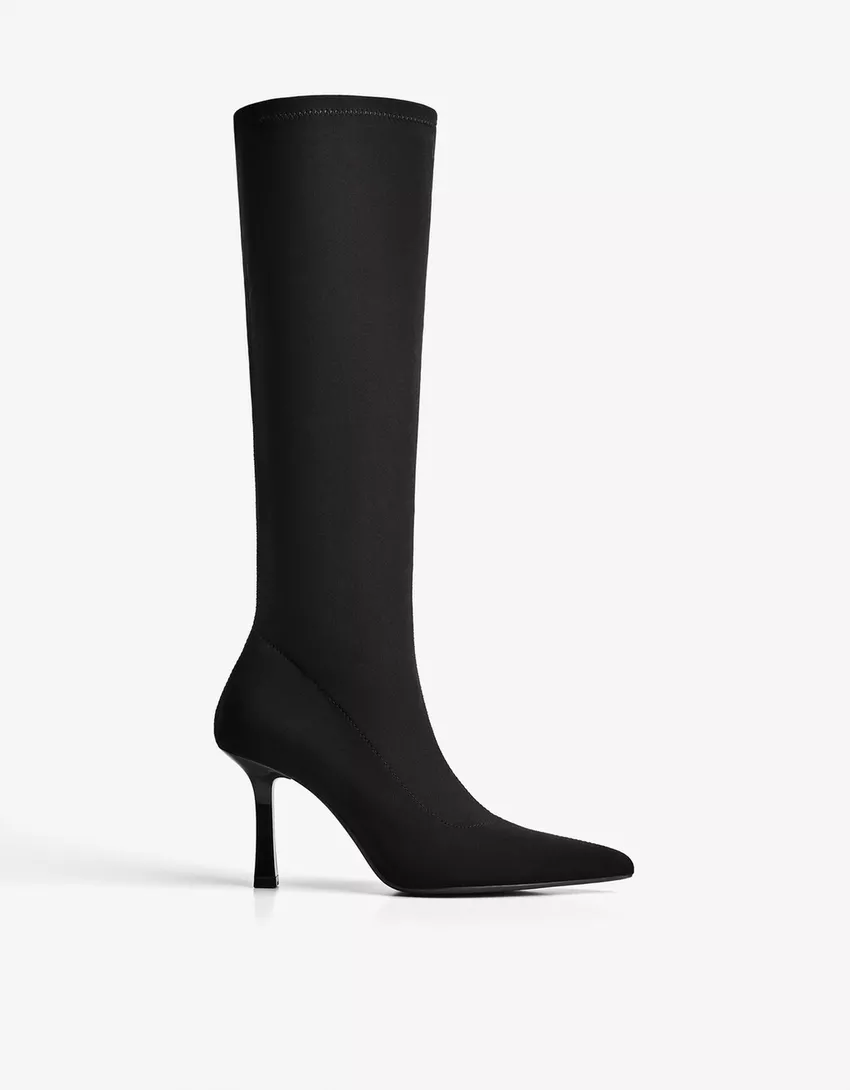 Fabric high-heel boots