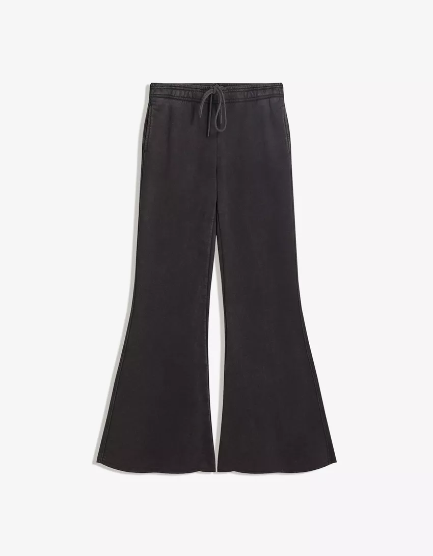 Plush flared pants with frayed hems