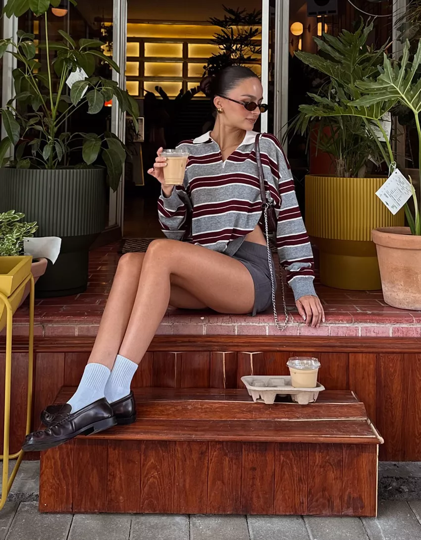 Sweater with polo collar