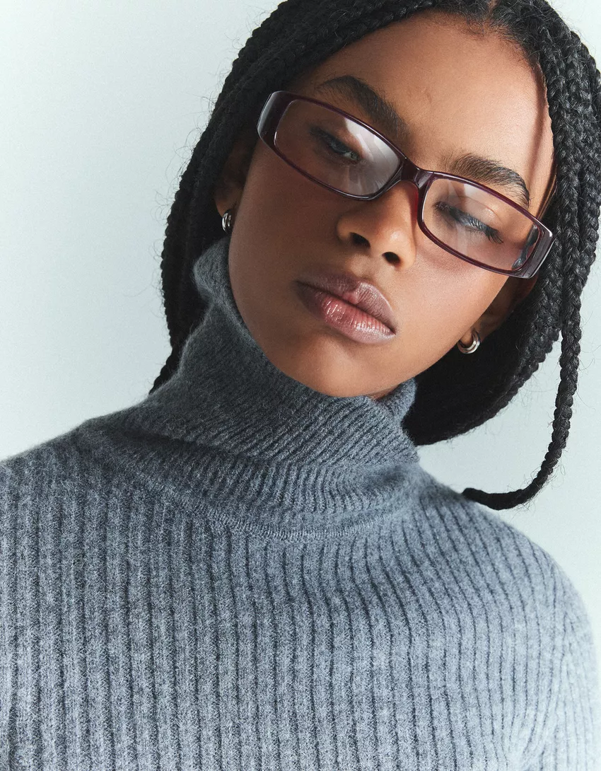 High neck ribbed sweater