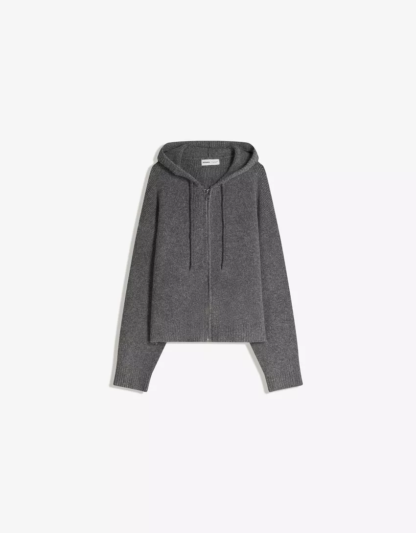 Zip-up cardigan with hood