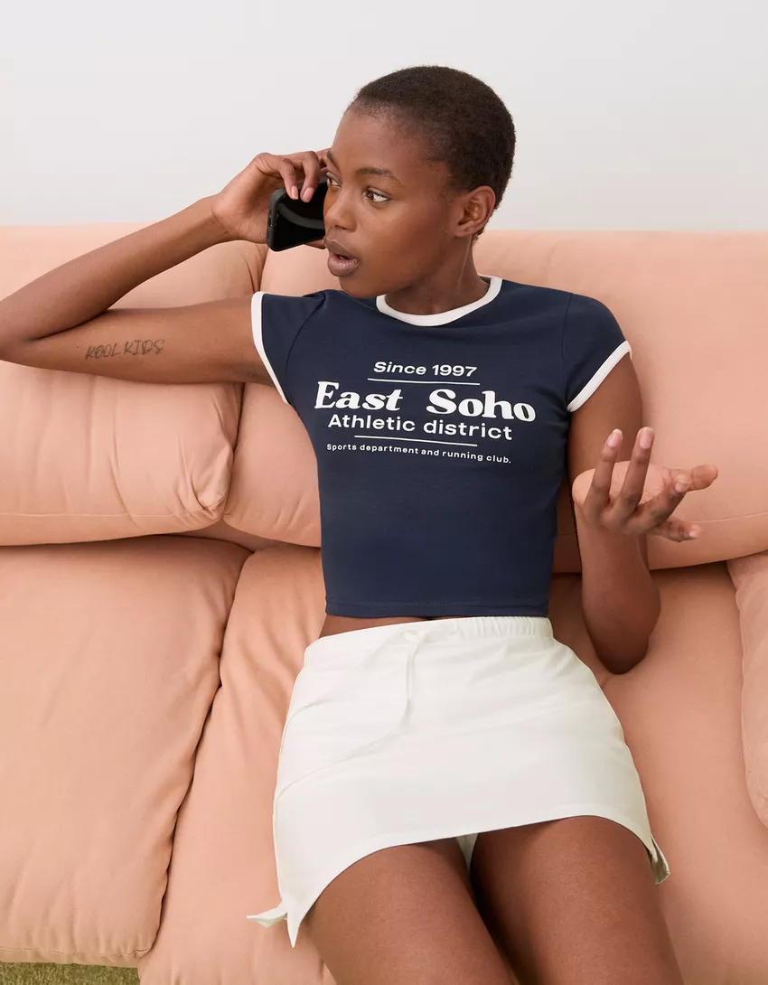 Skort with tied waistband