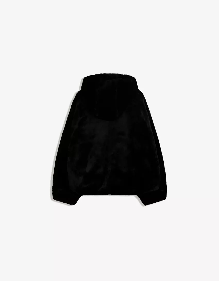 Faux fur hooded jacket