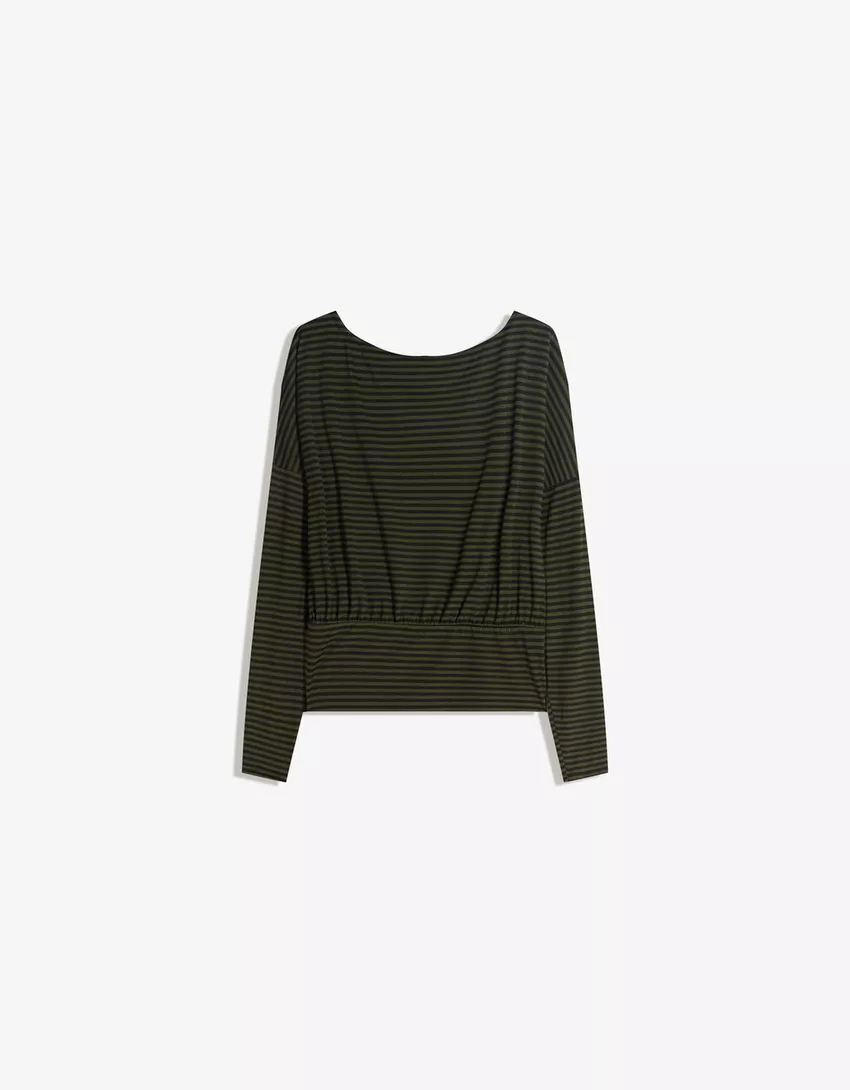 Striped long sleeve sash T-shirt