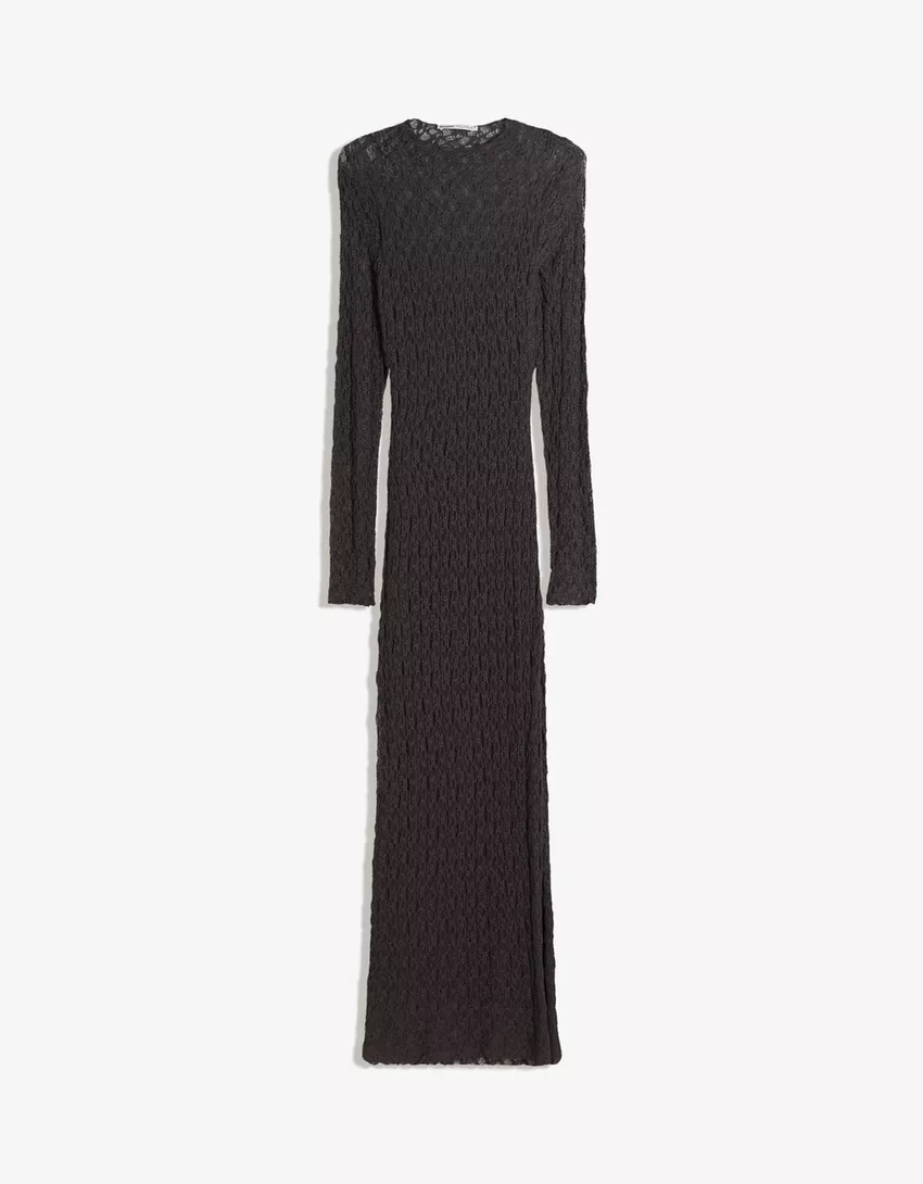 Blonde lace long sleeve midi dress