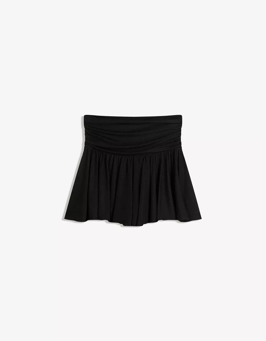 Textured metallic thread mini skirt