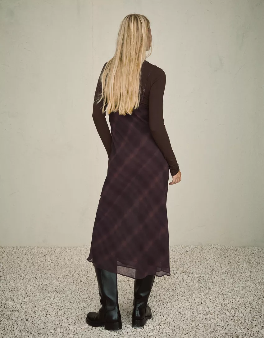 Chiffon blond lace midi dress