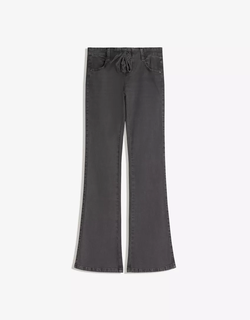 Lace-up flared pants