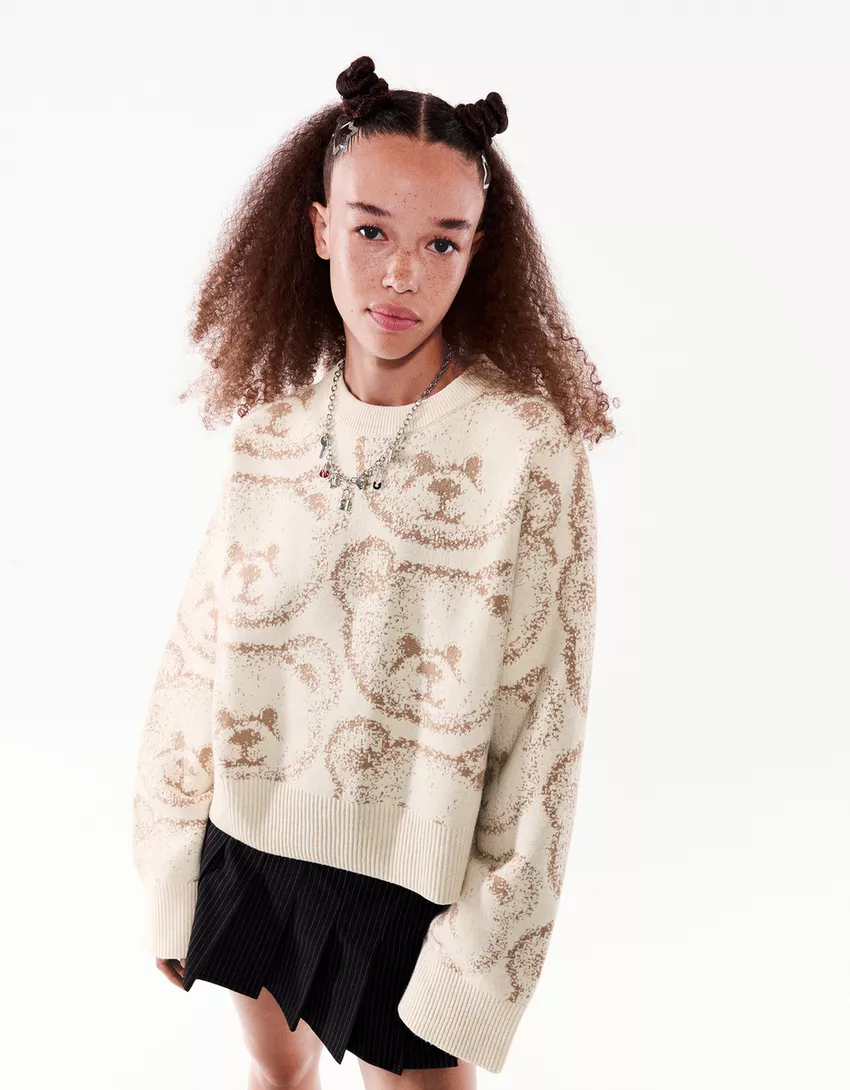 Printed jacquard sweater