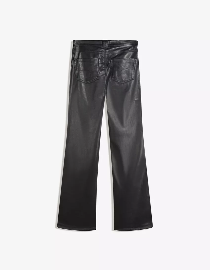 Leather effect bootcut pants