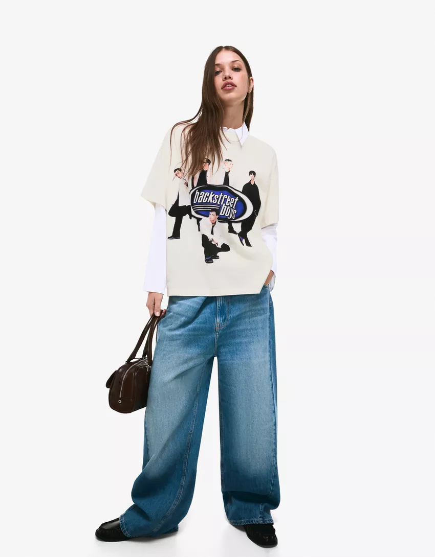 Backstreet Boys print short sleeve T-shirt