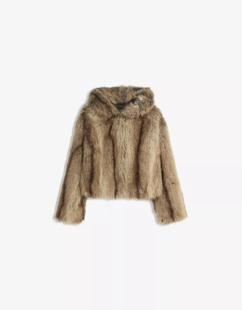 Faux fur hooded jacket