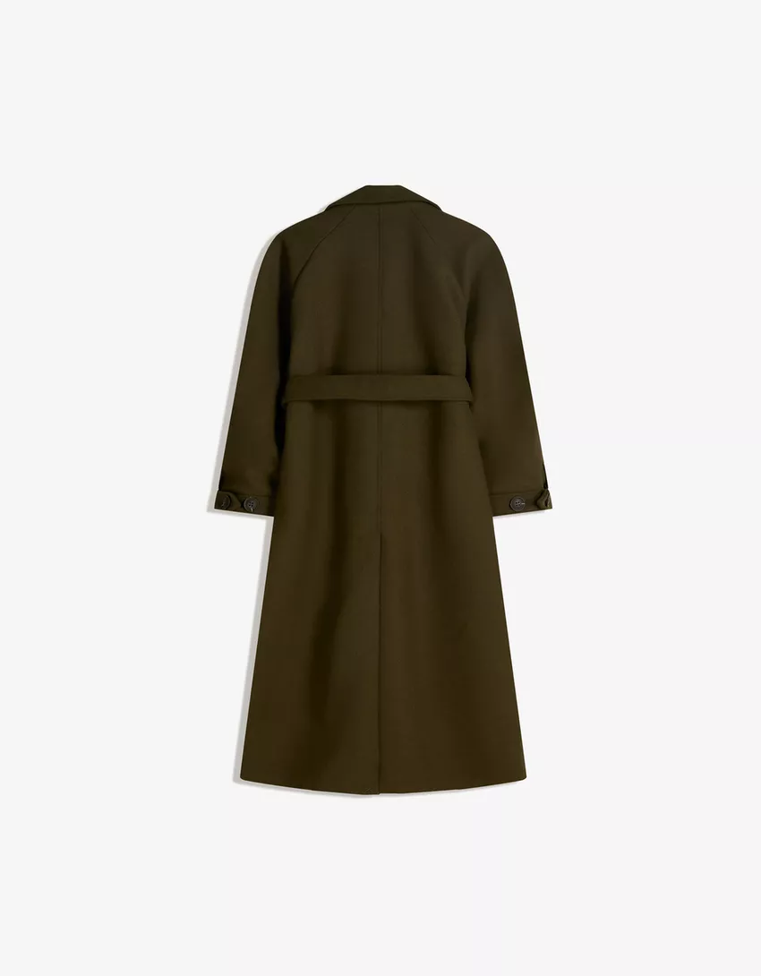 Oversize wool blend coat with belt