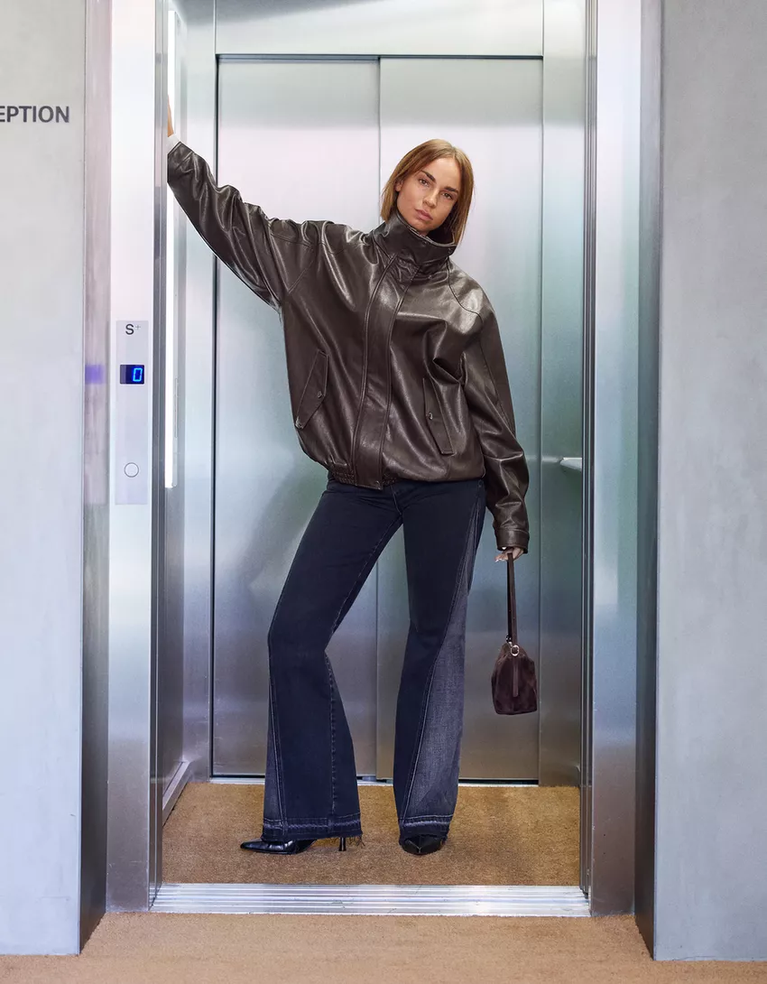 Oversize leather effect jacket