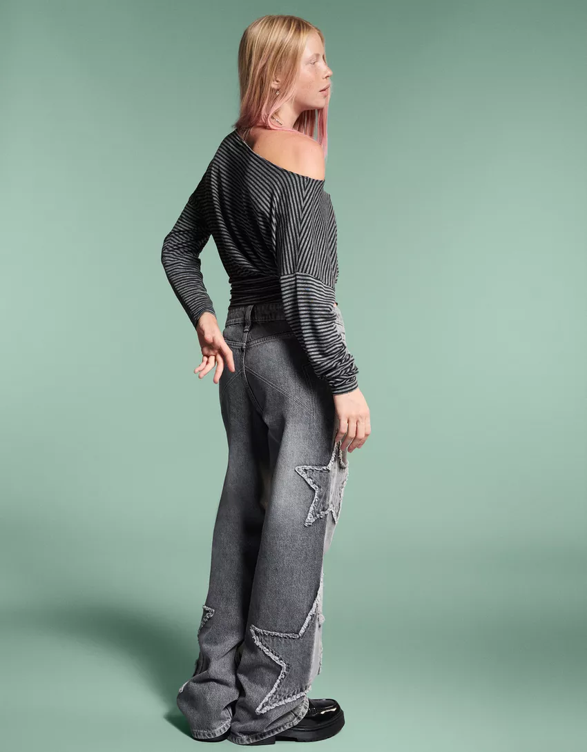 Striped long sleeve sash T-shirt