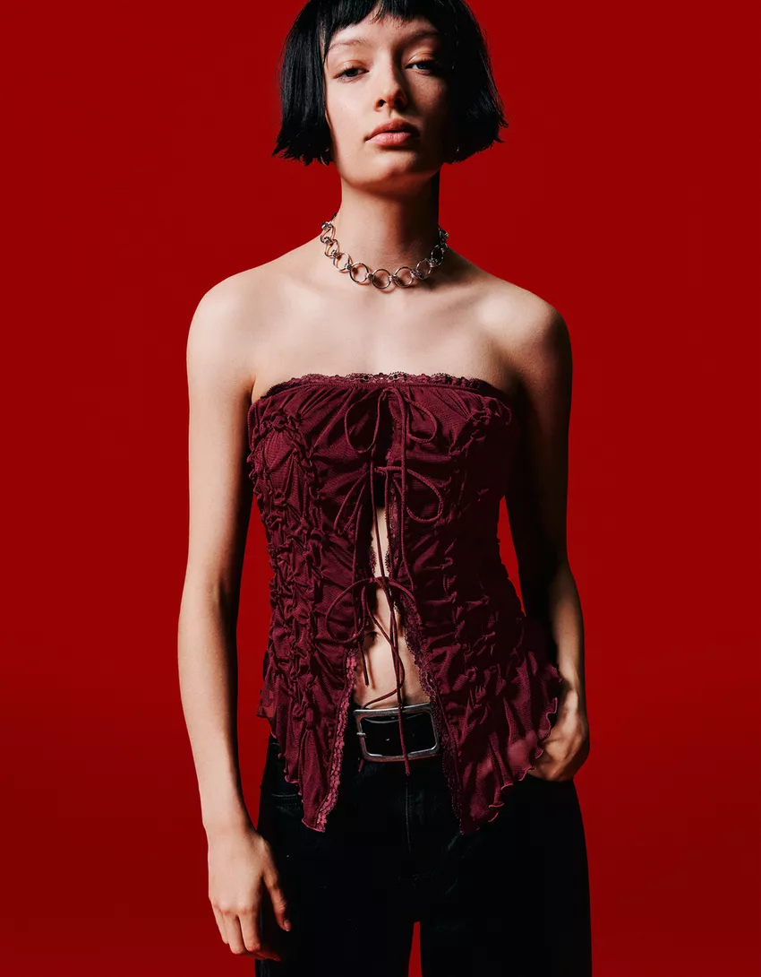 Bandeau top with gathered detail