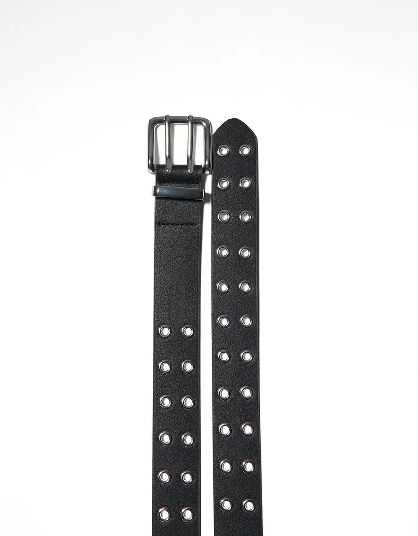 Faux leather belt with eyelets
