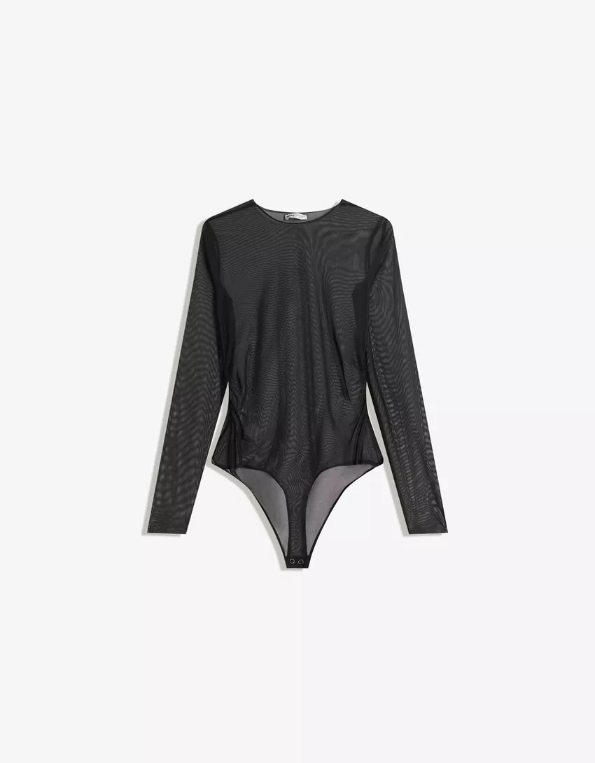 Long sleeve tulle bodysuit