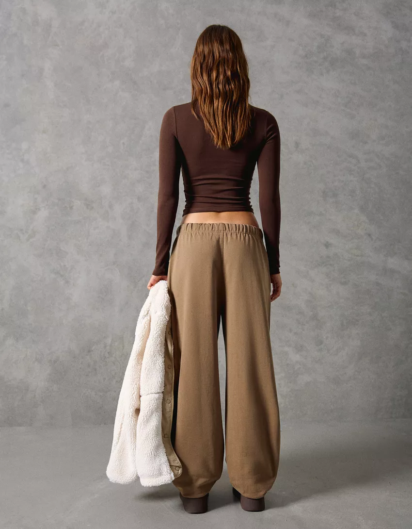 Embroidered plush joggers