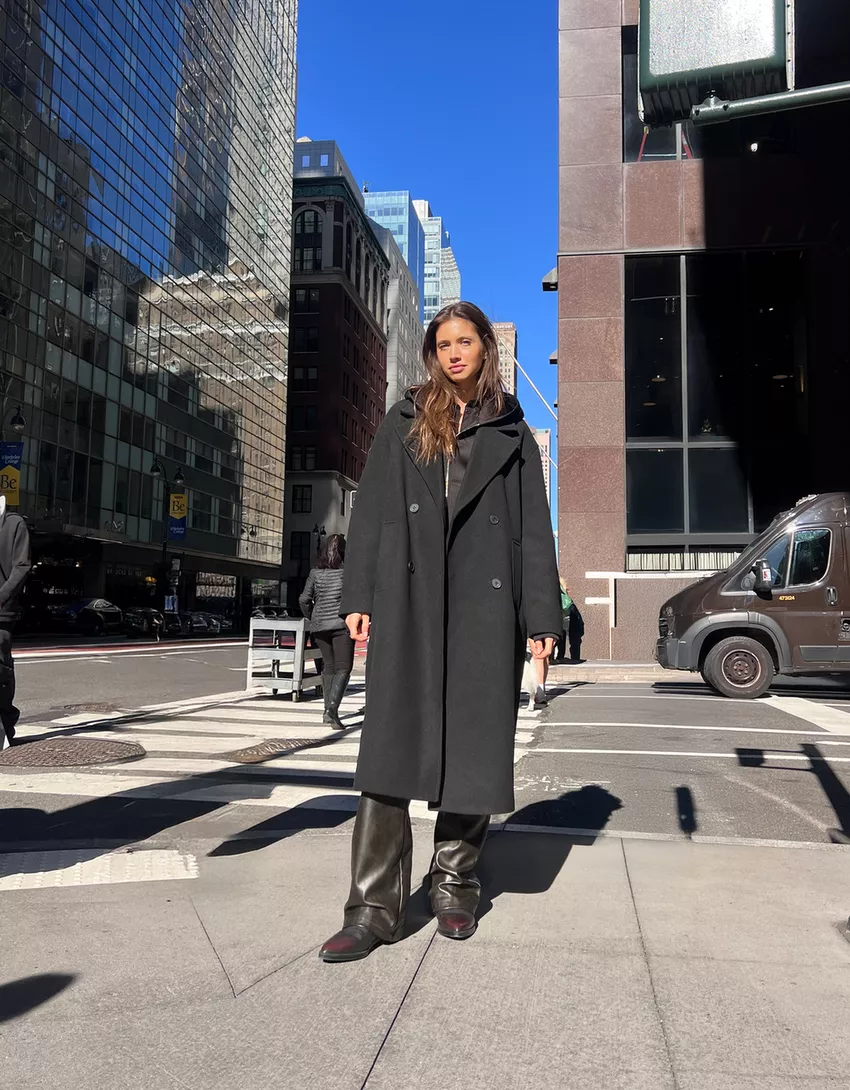 Long drop-shoulder coat