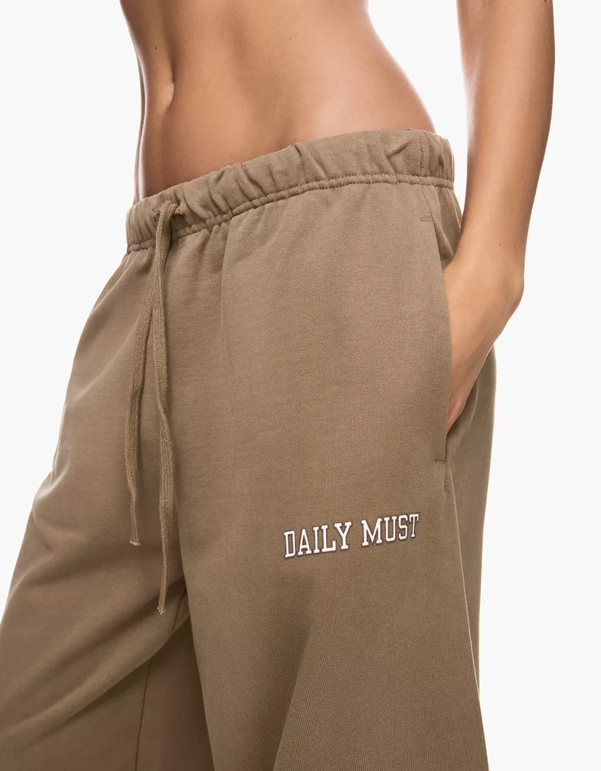 Embroidered plush joggers