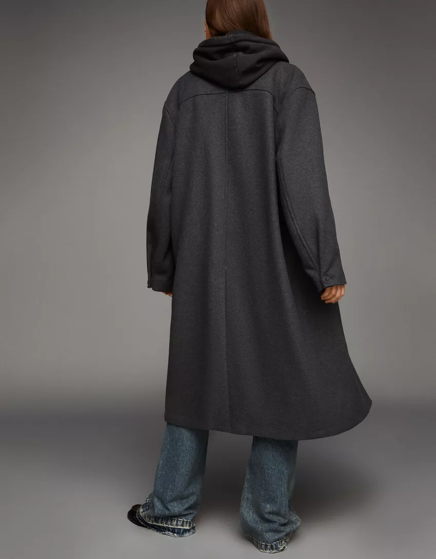 Long drop-shoulder coat