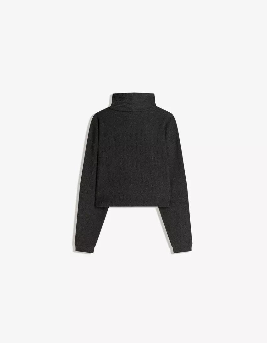 High neck ribbed sweater