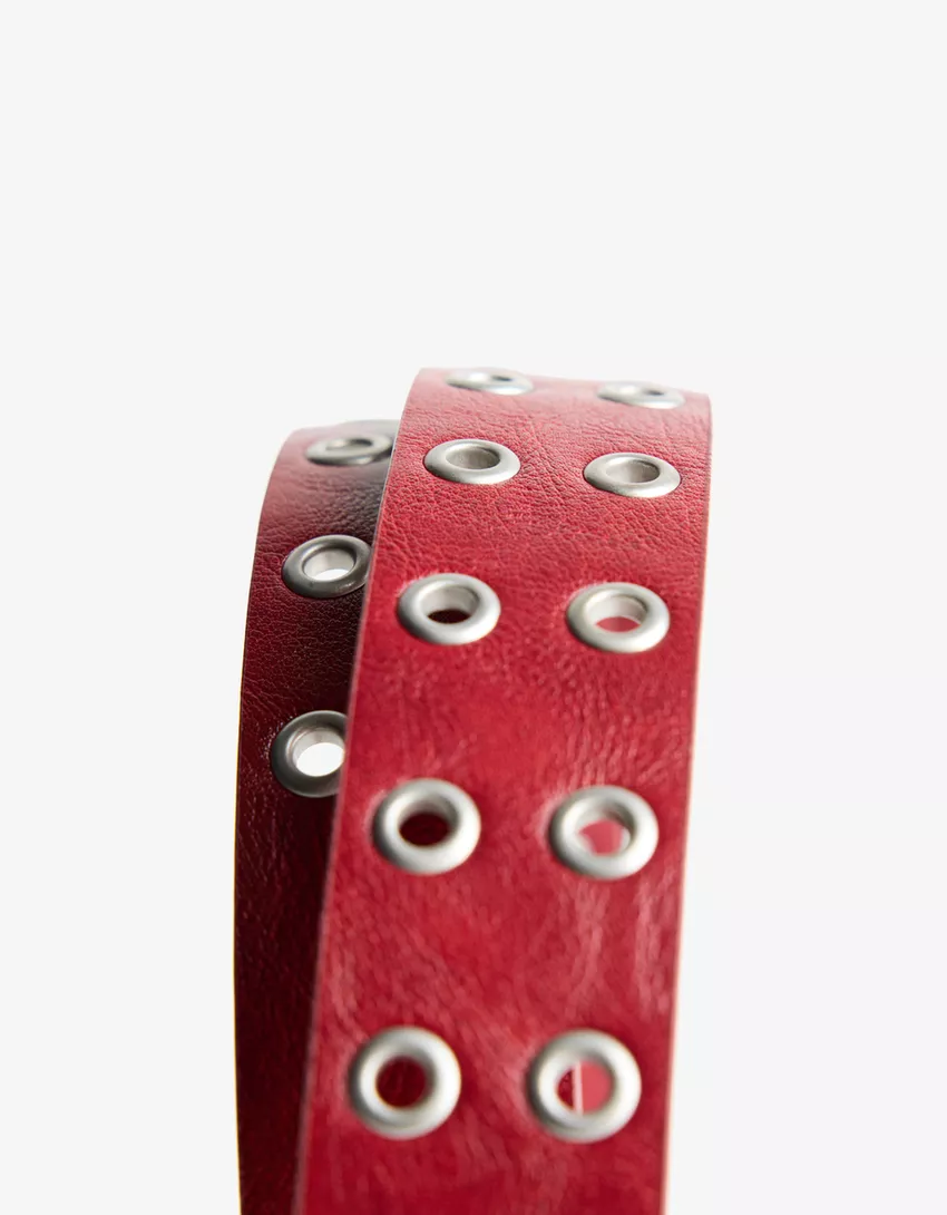 Faux leather belt with eyelets