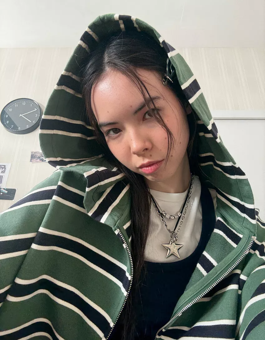 Striped zip-up hoodie