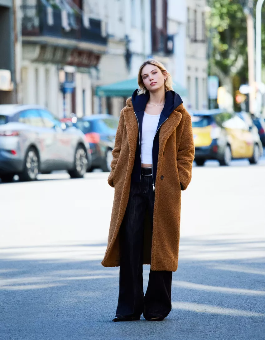 Long faux shearling coat