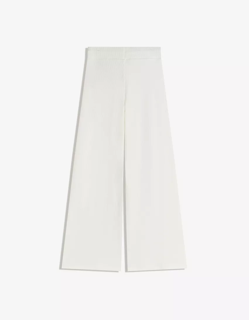 Soft ribbed wide-leg pants