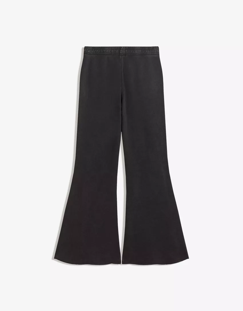 Plush flared pants with frayed hems