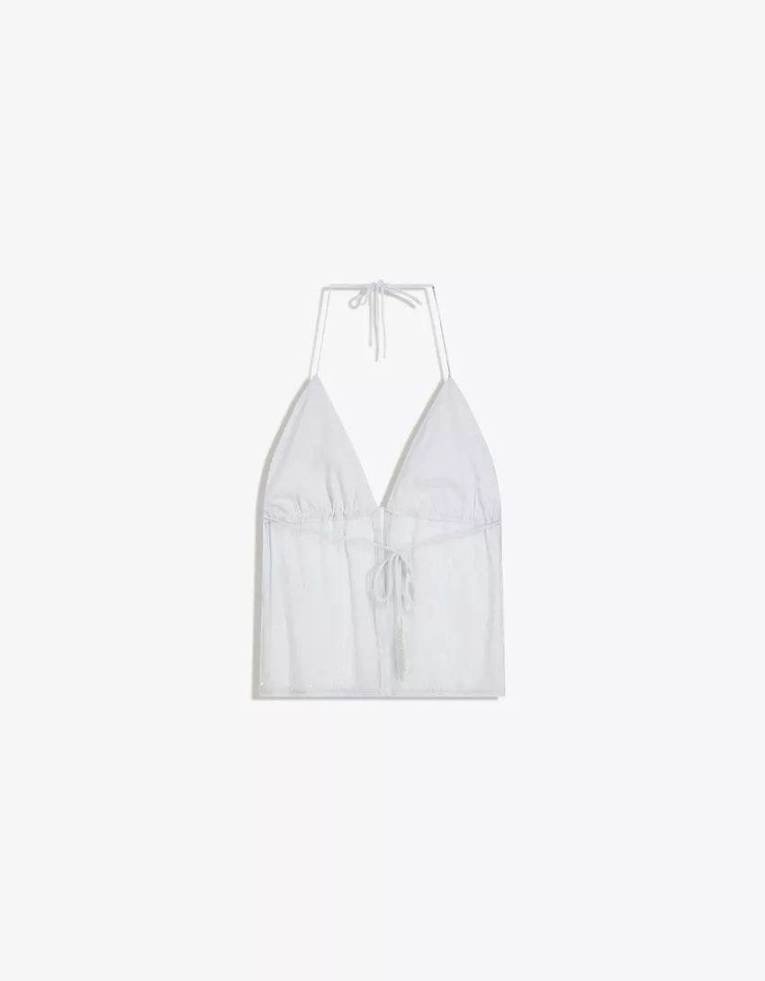 Sequined halter neck top