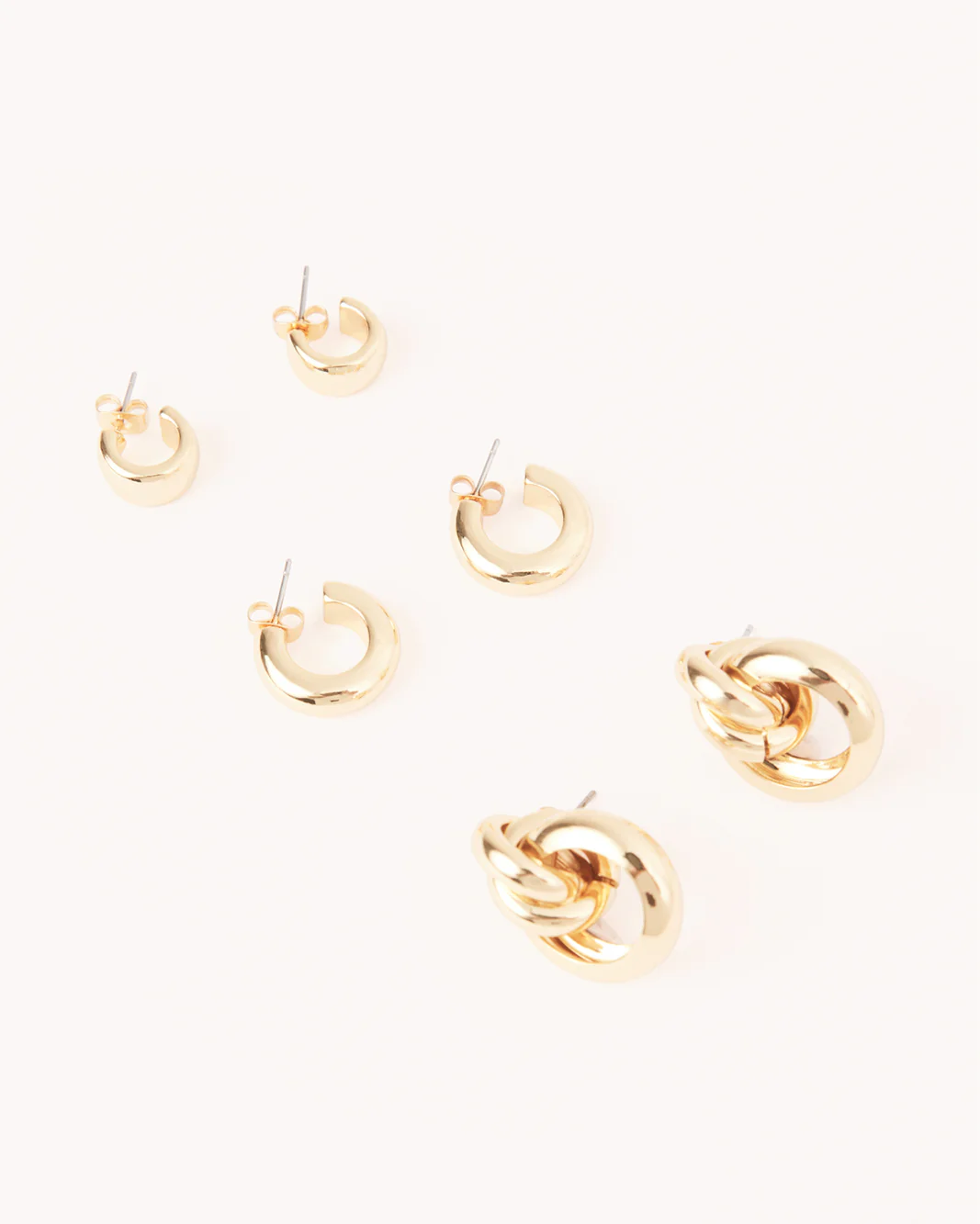 TRINITY EARRINGS 3 PACK - GOLD PLATED 18K
