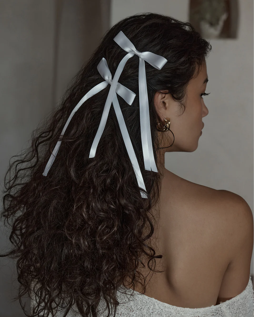 BOW HAIR CLIP 2 PACK - WHITE