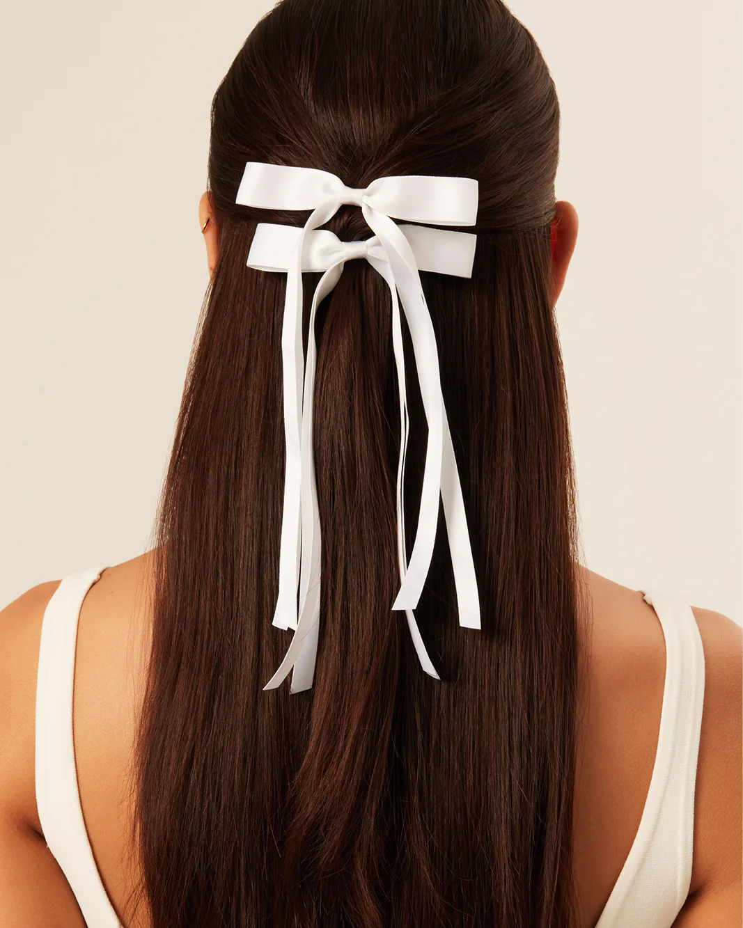 BOW HAIR CLIP 2 PACK - WHITE