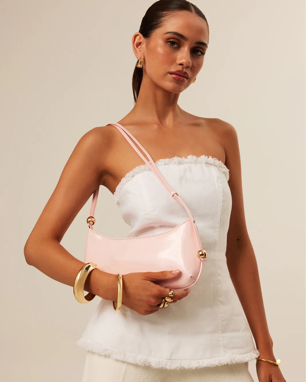 ROSABELLE SHOULDER BAG - ICE PINK PATENT