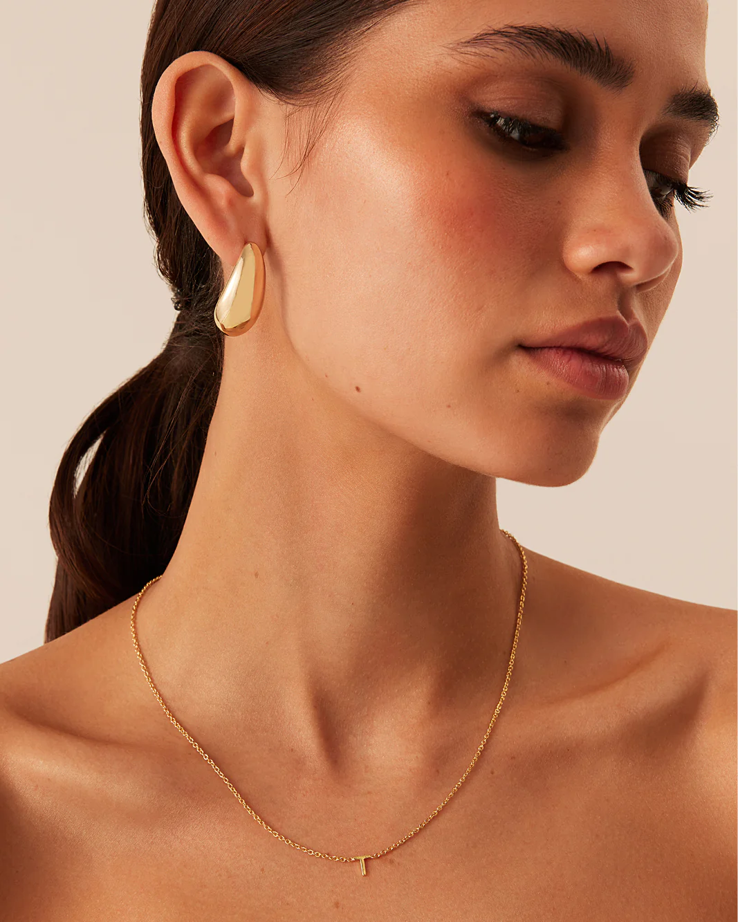 INITIAL GOLD PLATED NECKLACE - GOLD