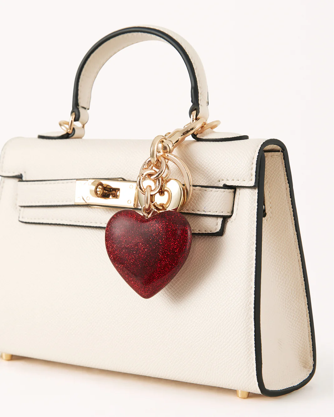 HEART BAG CHARM - GOLD-RED