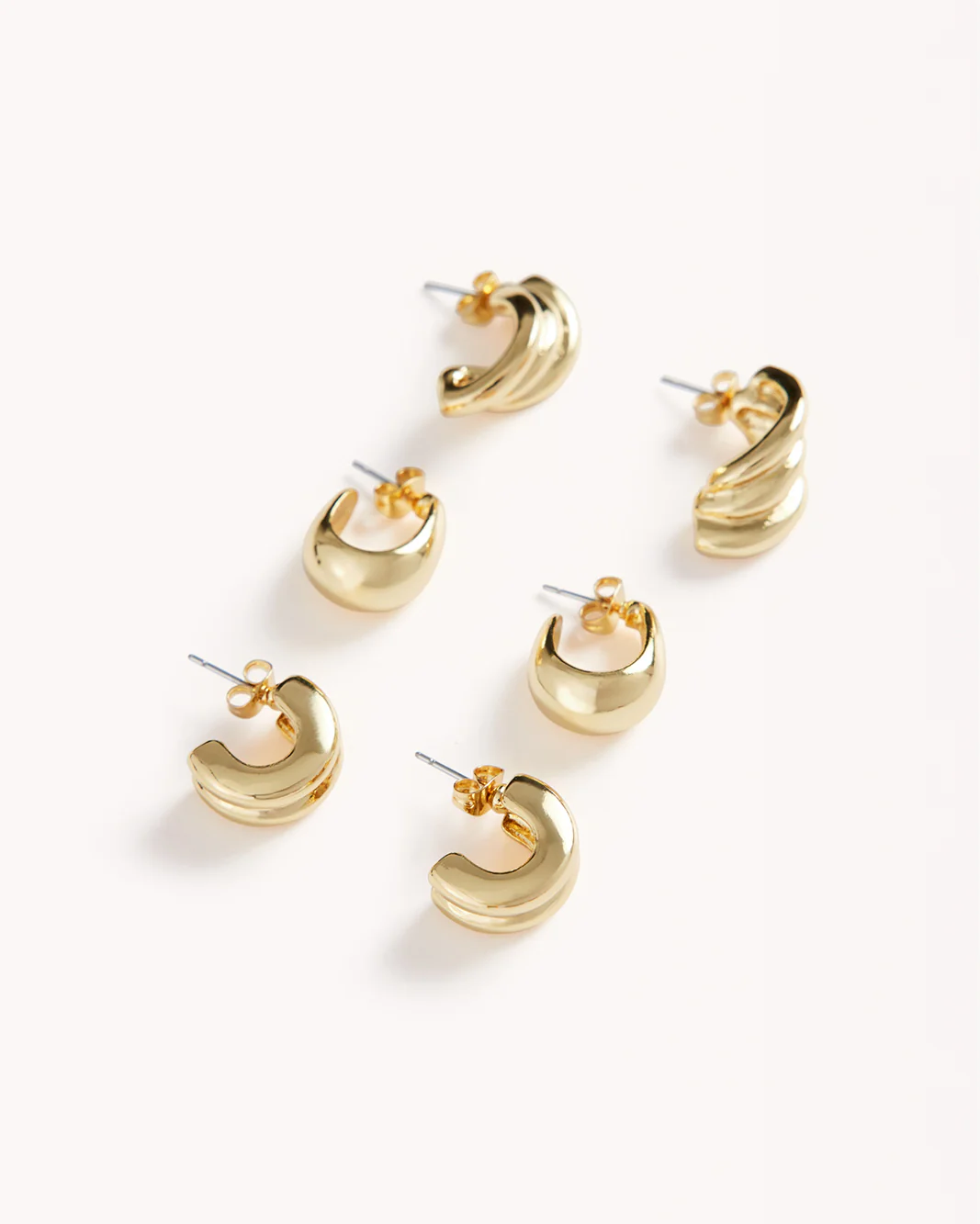 EMERY EARRINGS 3 PACK - GOLD PLATED 18K