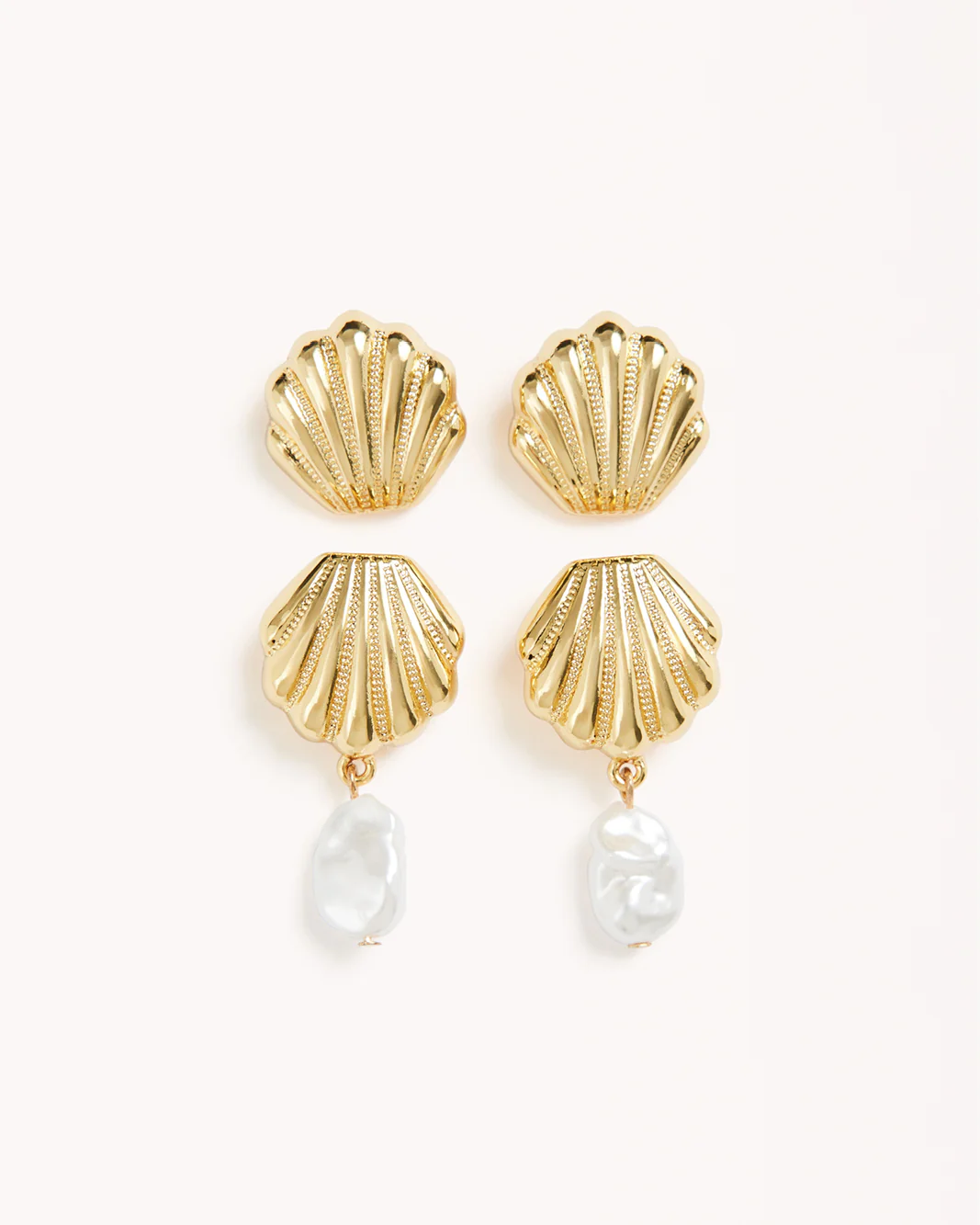 OCEAN EARRINGS 2 PACK - GOLD-PEARL