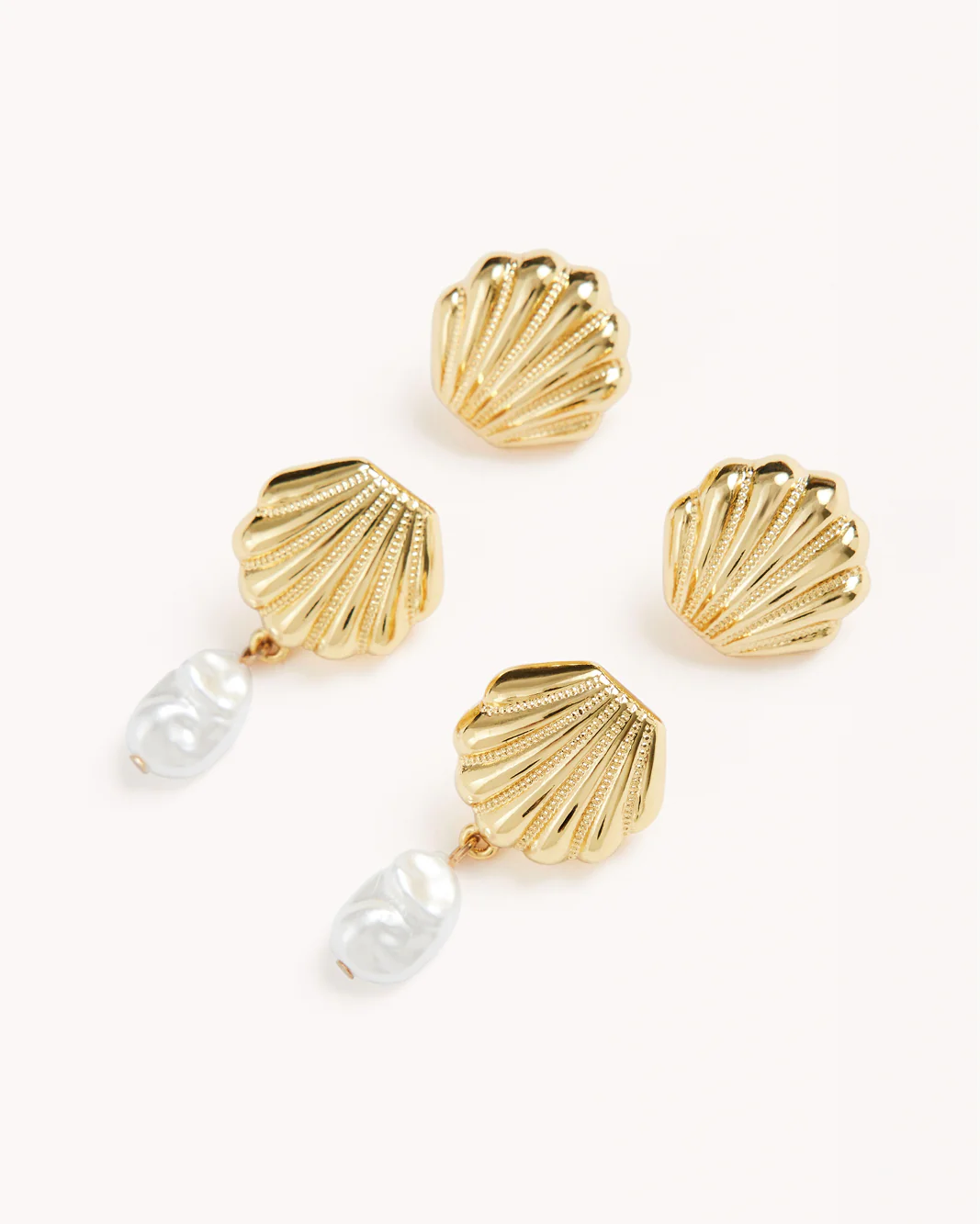 OCEAN EARRINGS 2 PACK - GOLD-PEARL