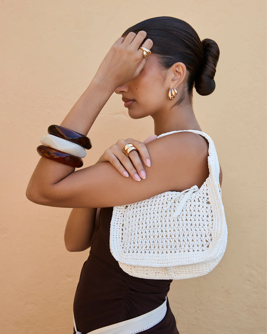 LILY HANDLE BAG - WHITE CROCHET