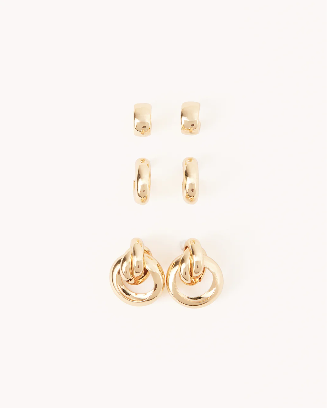 TRINITY EARRINGS 3 PACK - GOLD PLATED 18K