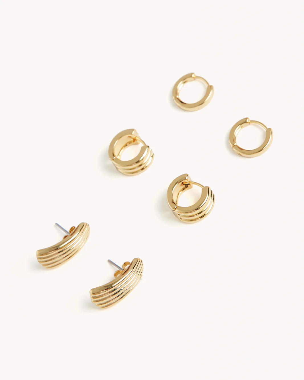 MILEY 3 PACK EARRINGS - GOLD PLATED 18K