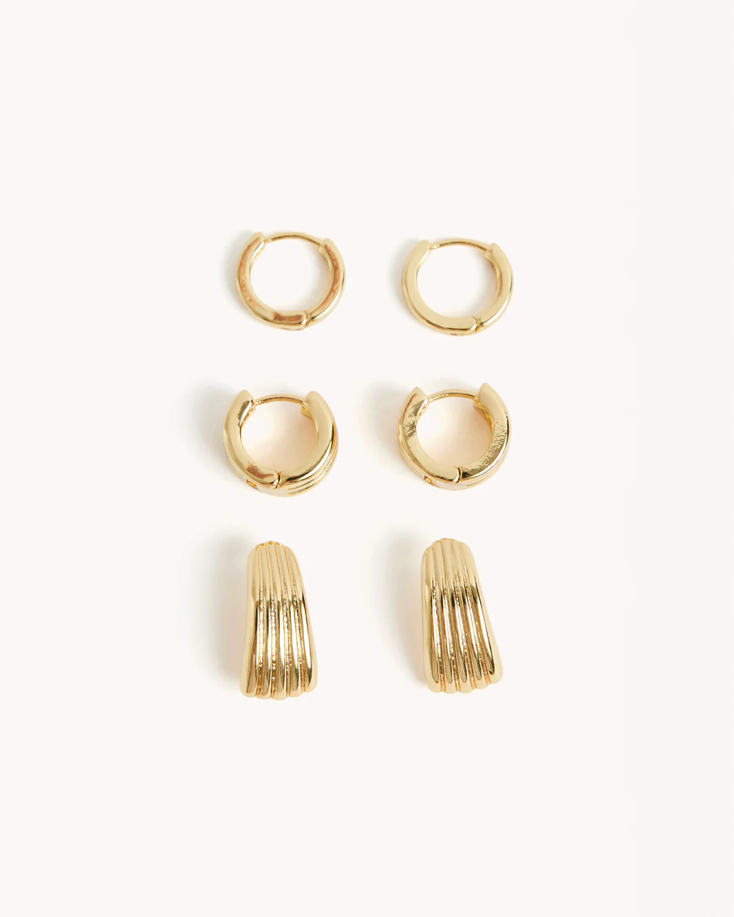 MILEY 3 PACK EARRINGS - GOLD PLATED 18K