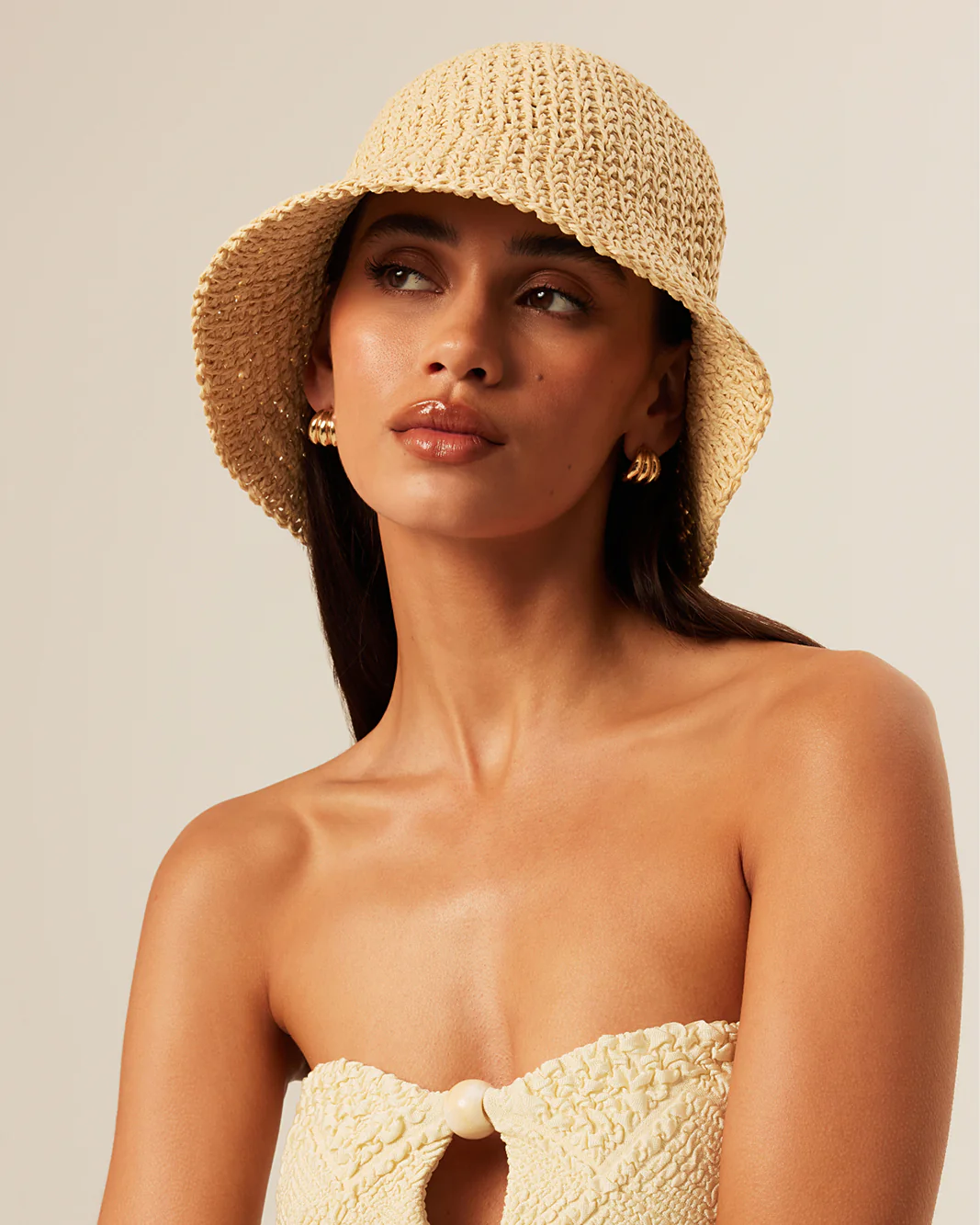 STRAW BUCKET HAT - NATURAL RAFFIA
