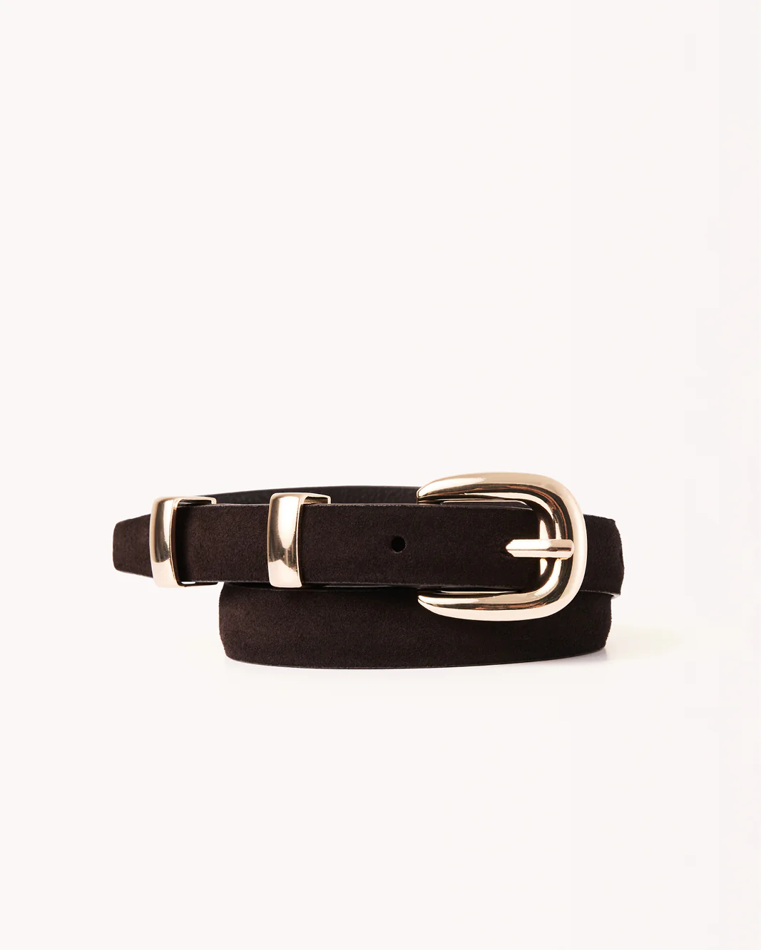 CLEO BELT - DARK CACAO SUEDE LEATHER-GOLD