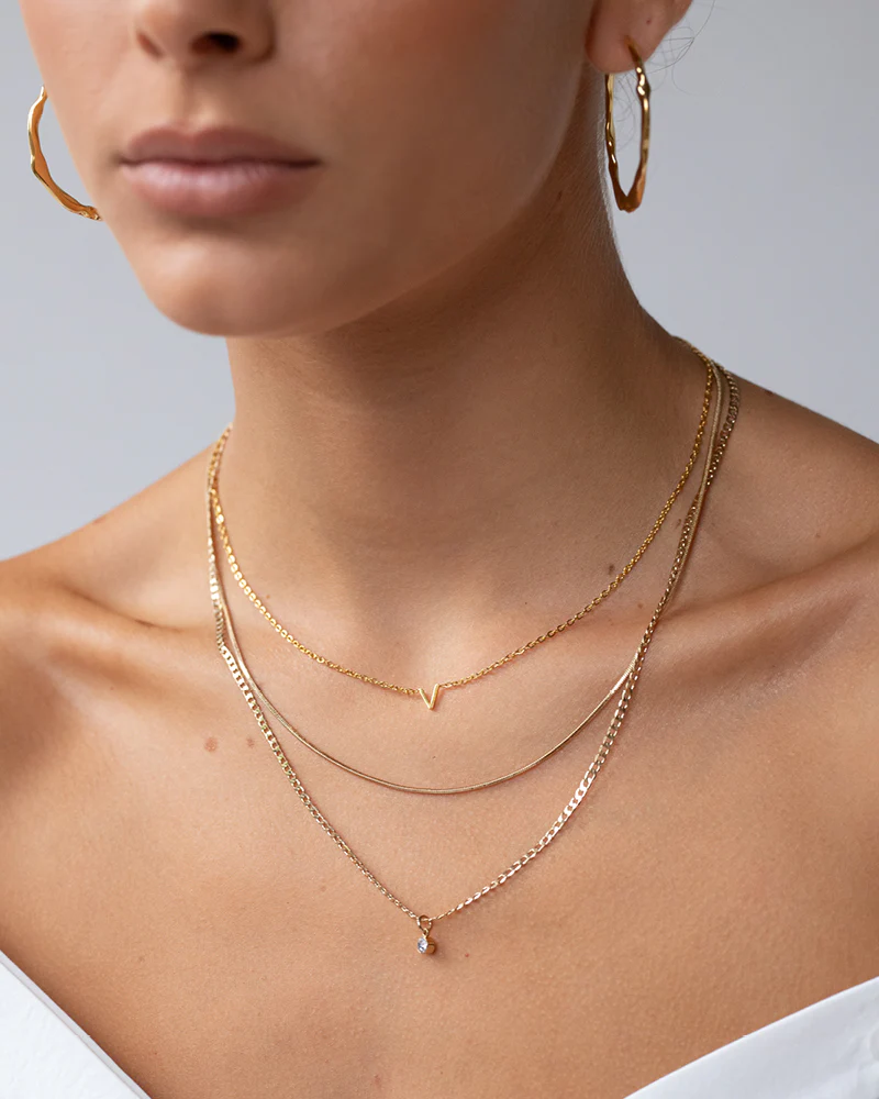 INITIAL GOLD PLATED NECKLACE - GOLD