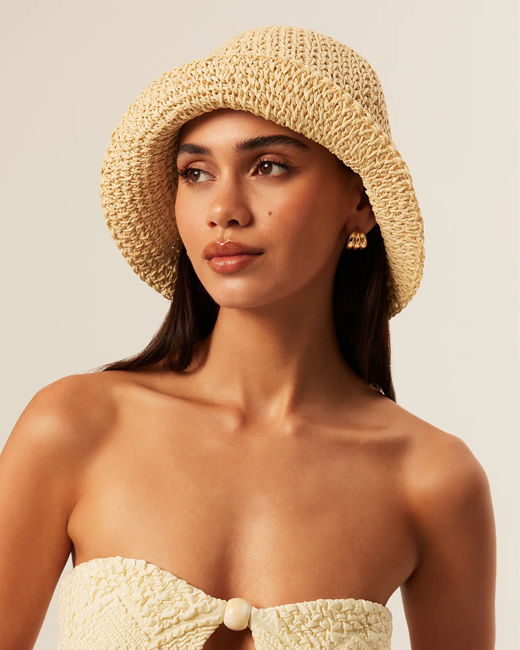 STRAW BUCKET HAT - NATURAL RAFFIA